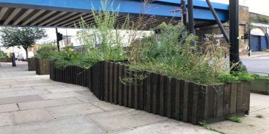 Loughborough junction green link environment flower bed area on the street 