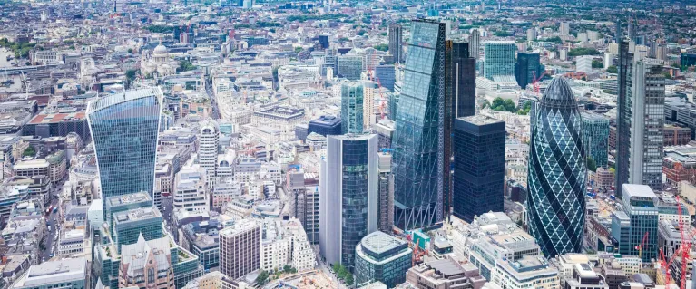 Arial view of City of London