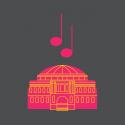 Drawing of Royal Albert Hall with music notes on top