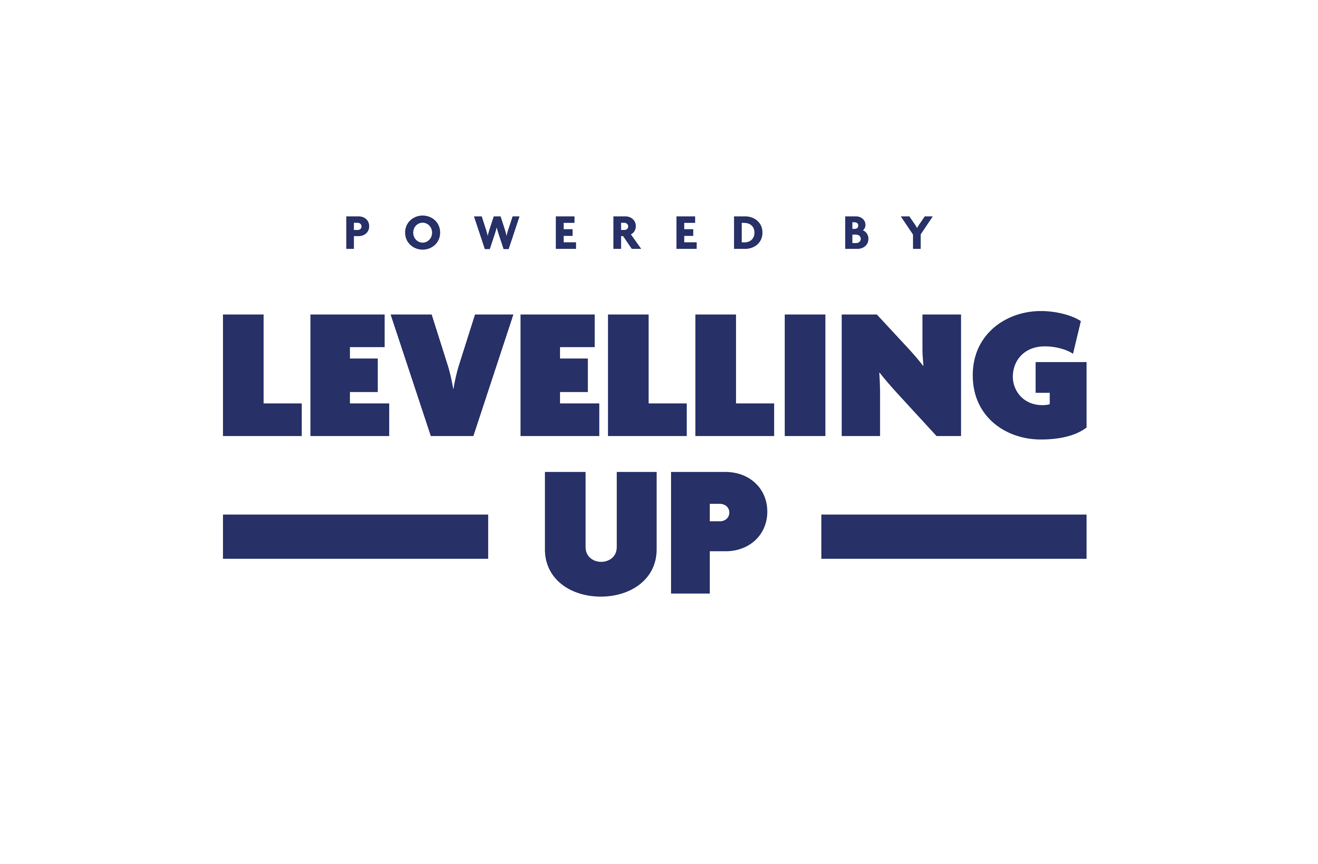 Powered by Levelling Up logo, in English