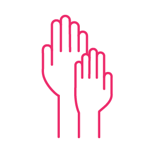 Raised hands icon, grey
