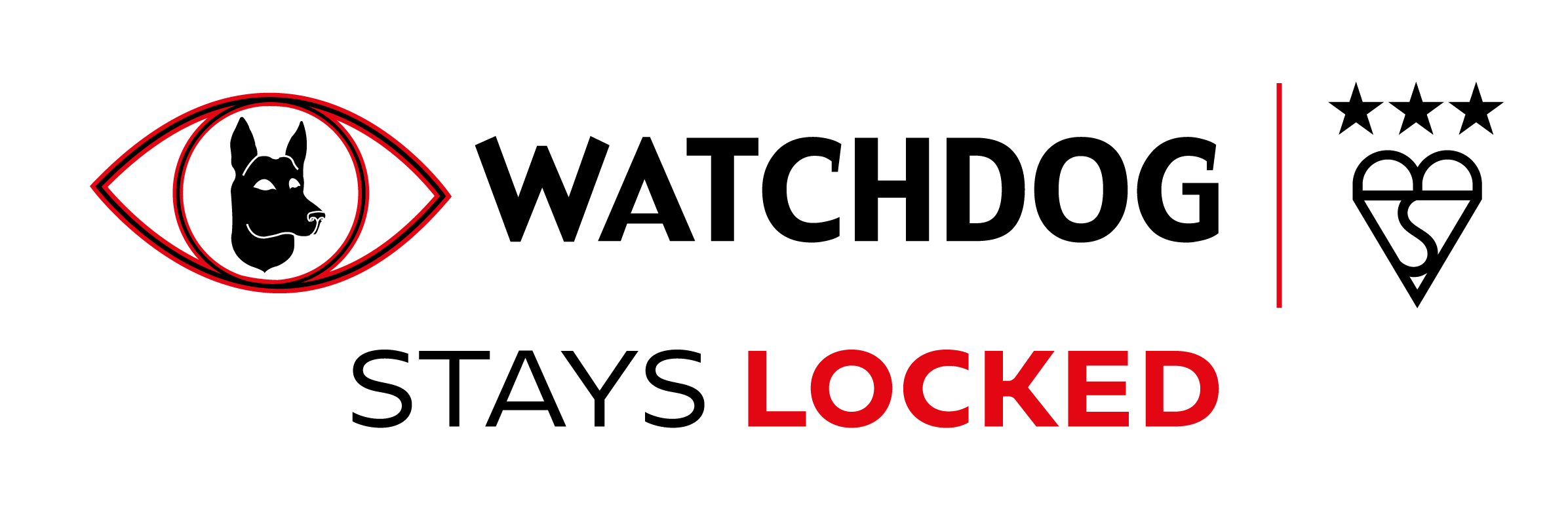 watch dog stays (black text) locked (red text)