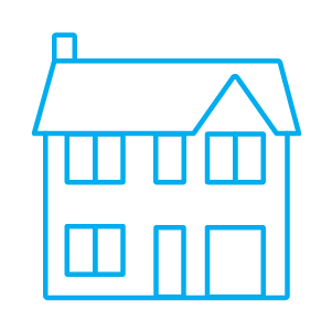 Blue icon of a house
