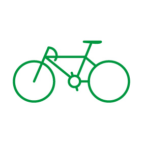 Green icon of a bicycle