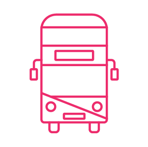 Pink icon of a bus