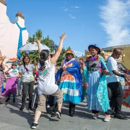 People dancing in the street