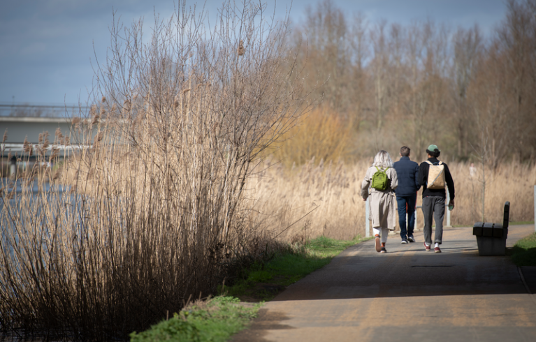 Three people walking