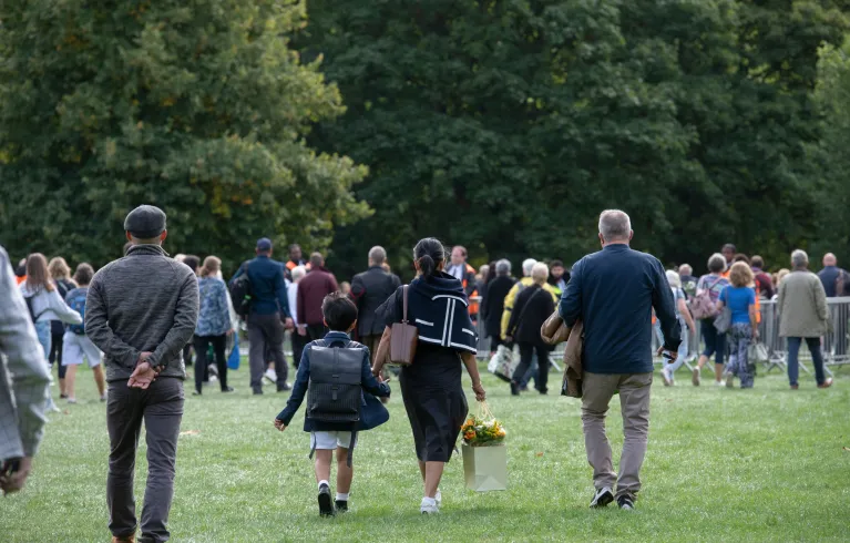 A crowd of people in a park