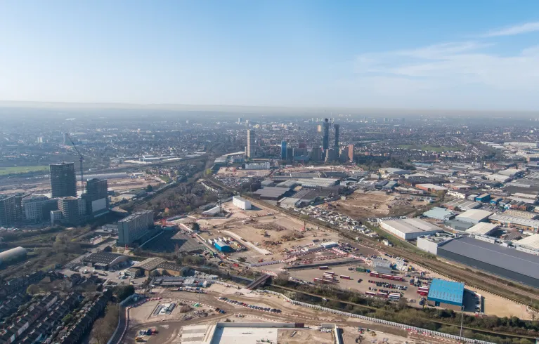 Aerial image of the area covered by the Old Oak and Park Royal Development Corporation area