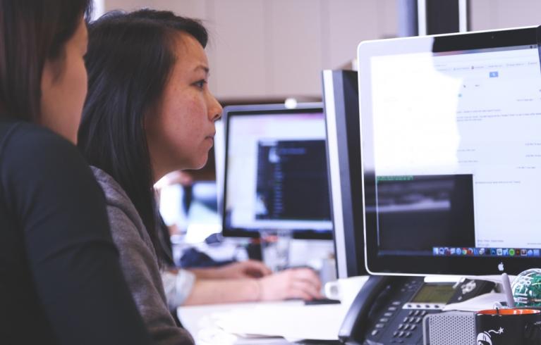 Young women at computer
