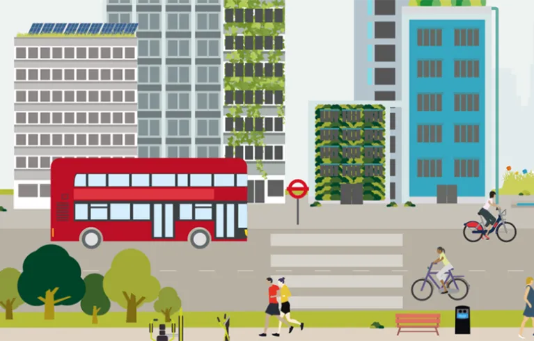 A city landscape graphic representation