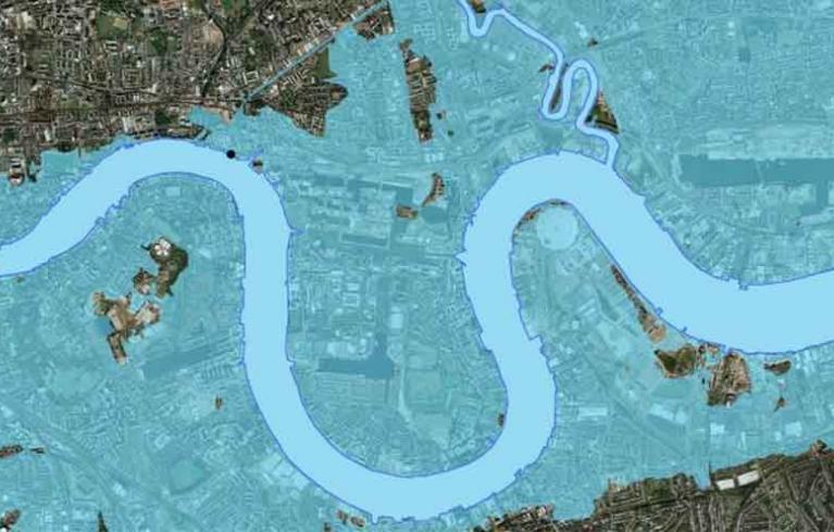 Drawing of London flood plain