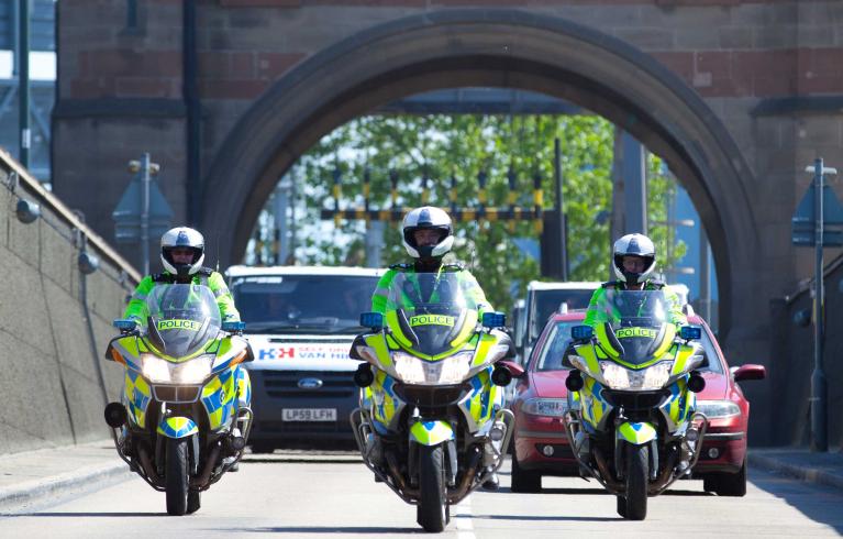 Police officers on motorbikes