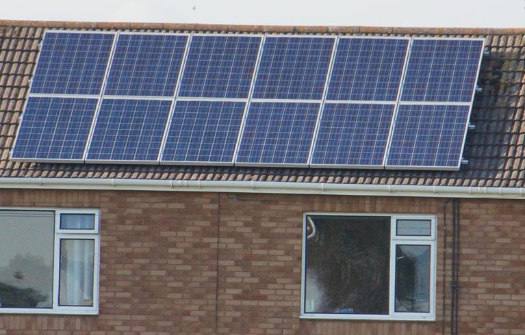 Solar panels on house roof
