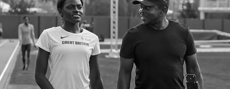 Coach Jonas Dodoo with athlete