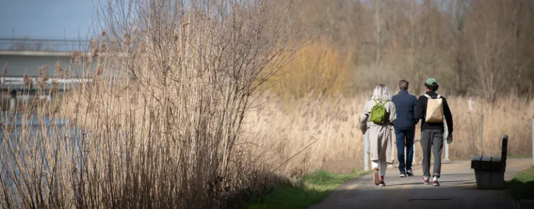 Three people walking