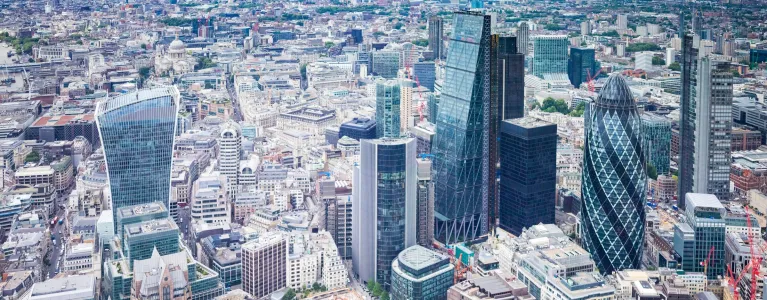 Arial view of City of London
