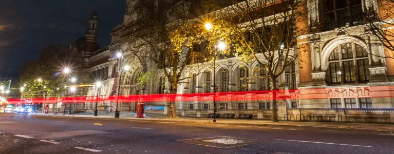 Victoria and Albert museum at night