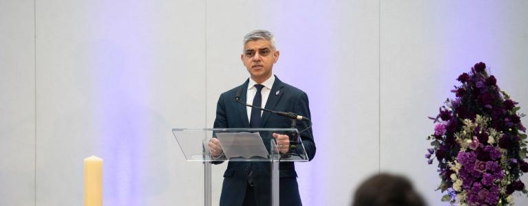 Mayor of London Sadiq Khan delivering speech at Holocaust Memorial Day event