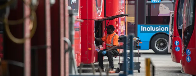 Bus engineer works on the fleet.