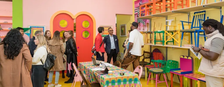 Group of people in artist studio