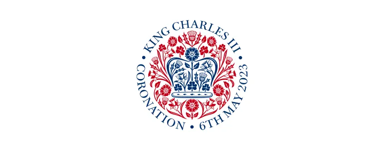 King's coronation white banner with official event logo