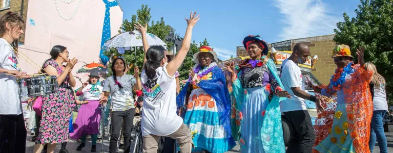 People dancing in the street