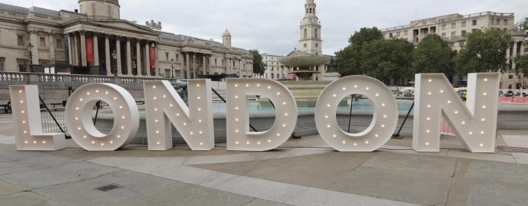 London sign on Trafalgar Square