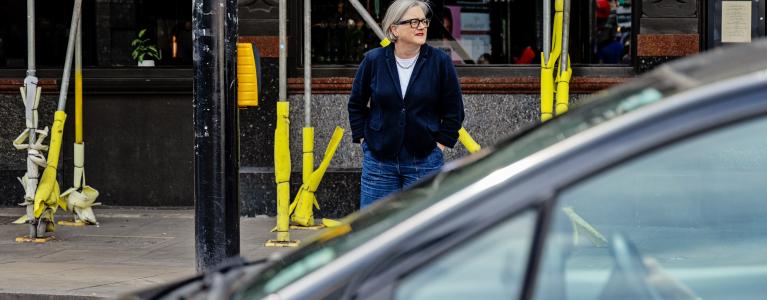 Caroline Russell stands on a London street