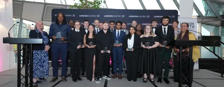 people on stage for awards ceremony
