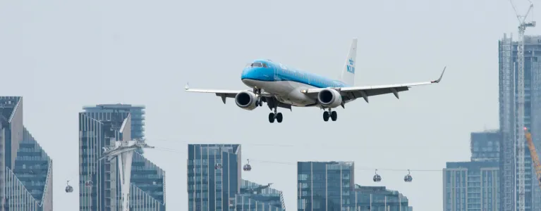 Airplane flying over London