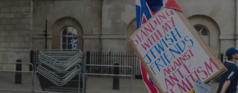 Placard against antisemitism