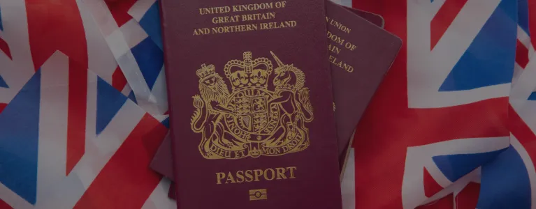 British passport and Union Jack