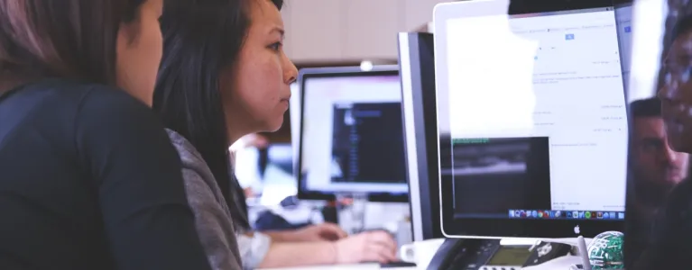 Young women at computer