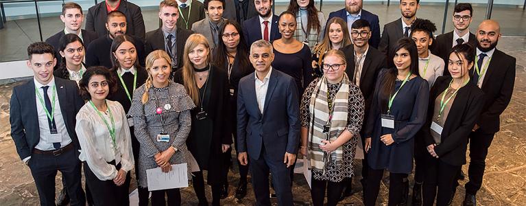 Generations of City Hall apprentices with Sadiq Khan