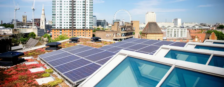 Solar panels on rooftop