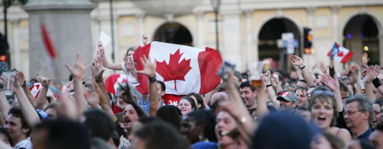 Crowd in Trafalgar Square for Canada Day