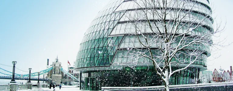 City Hall with snow