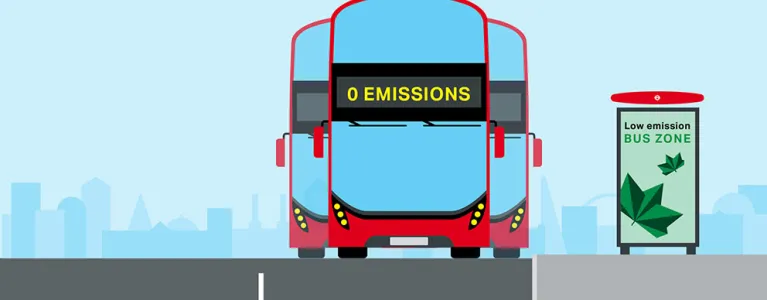 Zero emissions bus illustration