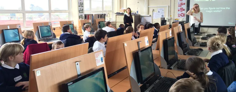 Children on computers in classroom