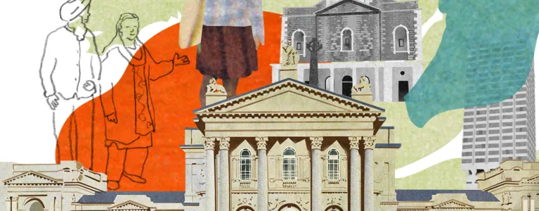 Illustration of two people touring London