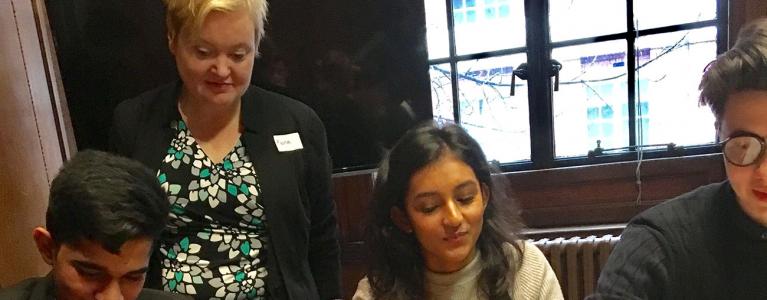 Fiona Twycross at the Economic Inclusion roadshow in Camden Town Hall with school students