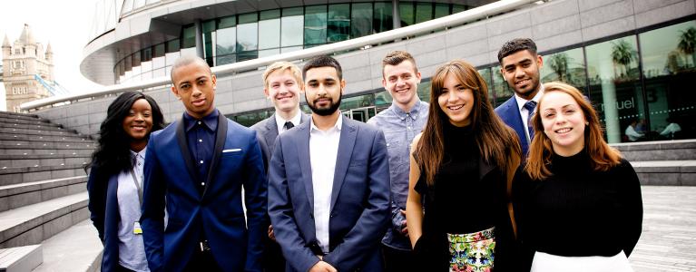 Apprentices outside City Hall