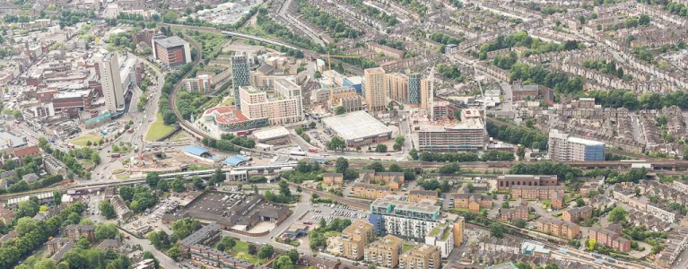 Aerial view of new homes in London