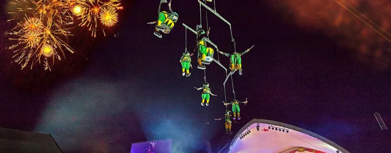 London Mela- fireworks and performers on stage