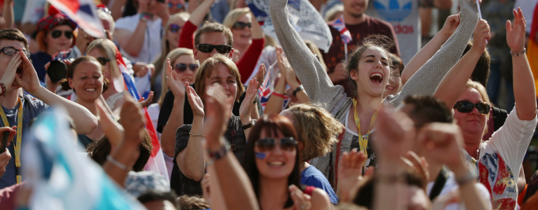 Crowd cheering on Team GB