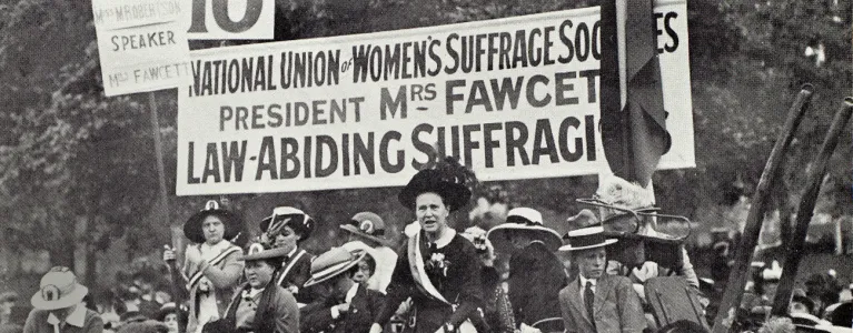 Millicent Fawcett at suffrage rally