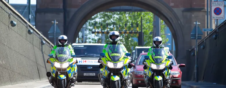 Police officers on motorbikes
