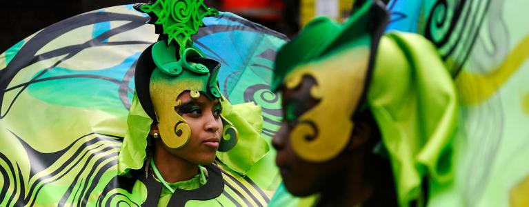 Notting Hill Carnival performers in costume