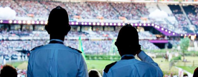 Officers patrolling at a match